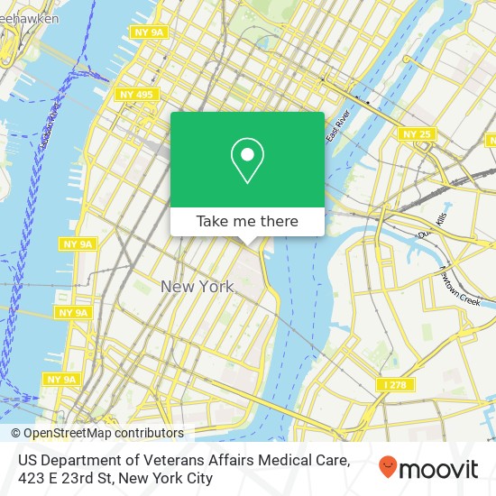 US Department of Veterans Affairs Medical Care, 423 E 23rd St map