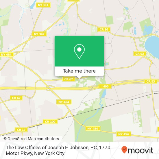 Mapa de The Law Offices of Joseph H Johnson, PC, 1770 Motor Pkwy