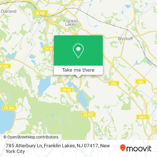 Mapa de 785 Atterbury Ln, Franklin Lakes, NJ 07417