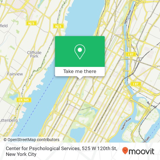 Mapa de Center for Psychological Services, 525 W 120th St