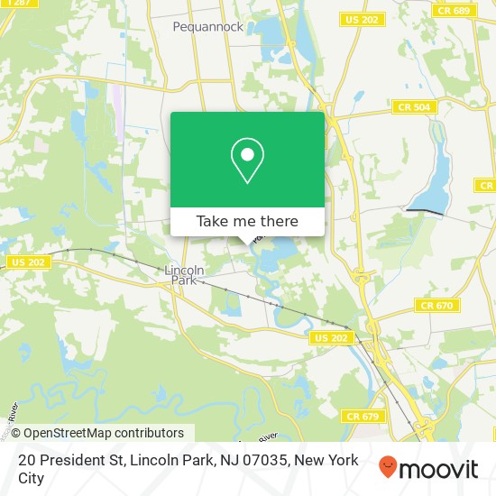 Mapa de 20 President St, Lincoln Park, NJ 07035