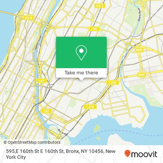 Mapa de 595,E 160th St E 160th St, Bronx, NY 10456