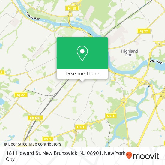 Mapa de 181 Howard St, New Brunswick, NJ 08901