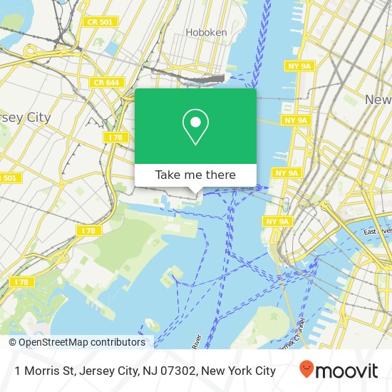 Mapa de 1 Morris St, Jersey City, NJ 07302