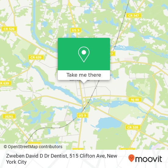 Mapa de Zweben David D Dr Dentist, 515 Clifton Ave