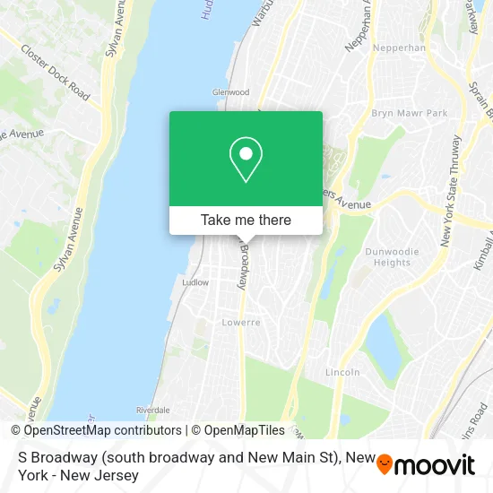 S Broadway (south broadway and New Main St) map