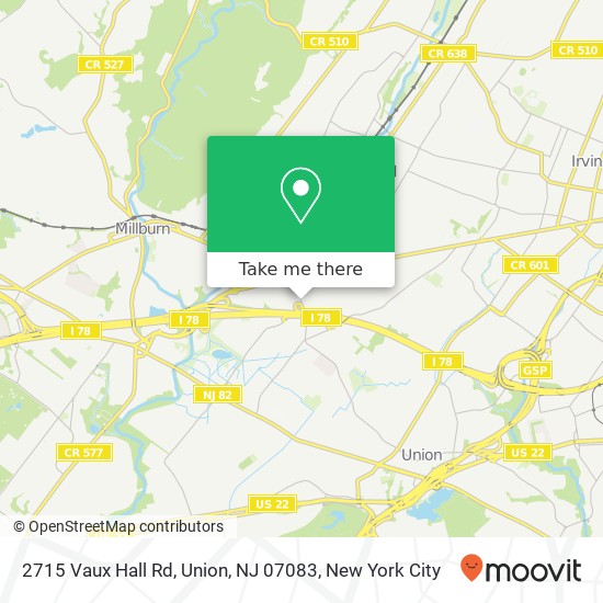 Mapa de 2715 Vaux Hall Rd, Union, NJ 07083