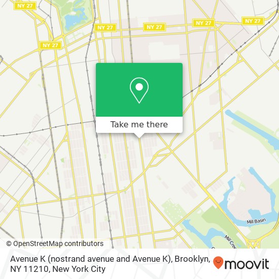 Mapa de Avenue K (nostrand avenue and Avenue K), Brooklyn, NY 11210