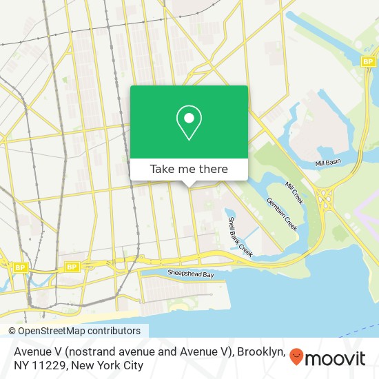 Avenue V (nostrand avenue and Avenue V), Brooklyn, NY 11229 map