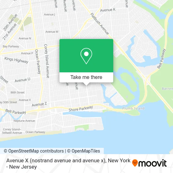 Avenue X (nostrand avenue and avenue x) map