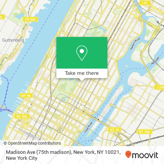 Madison Ave (75th madison), New York, NY 10021 map