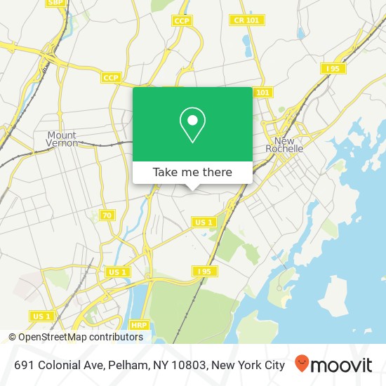 Mapa de 691 Colonial Ave, Pelham, NY 10803