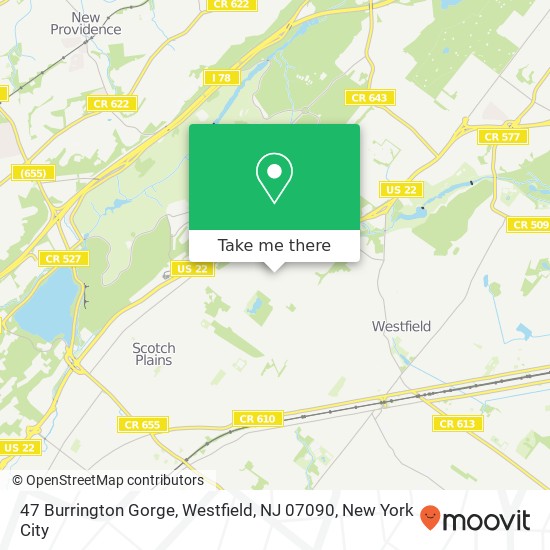 Mapa de 47 Burrington Gorge, Westfield, NJ 07090