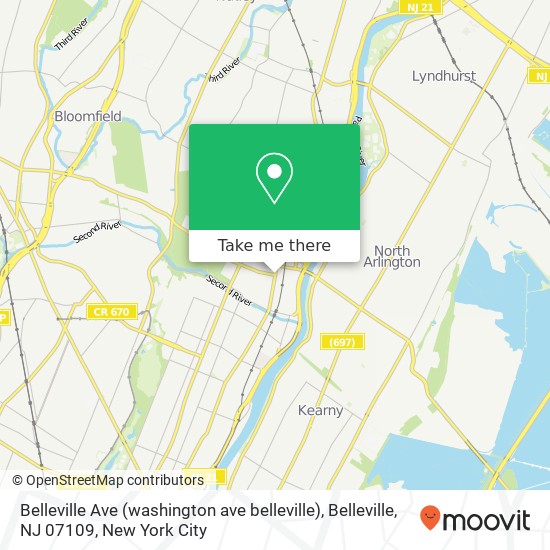 Mapa de Belleville Ave (washington ave belleville), Belleville, NJ 07109