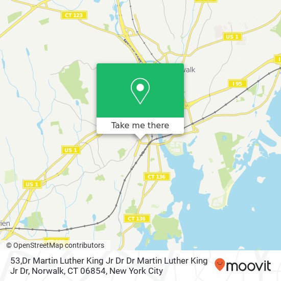Mapa de 53,Dr Martin Luther King Jr Dr Dr Martin Luther King Jr Dr, Norwalk, CT 06854