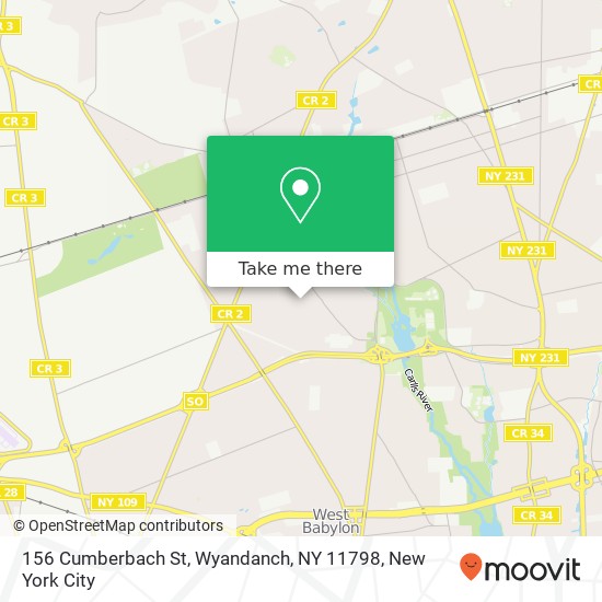 Mapa de 156 Cumberbach St, Wyandanch, NY 11798