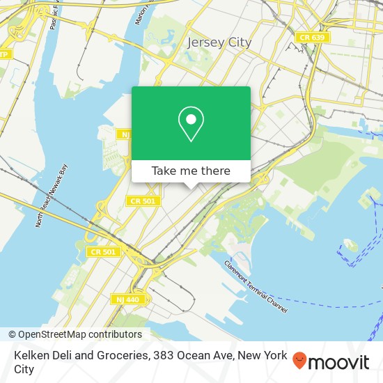 Mapa de Kelken Deli and Groceries, 383 Ocean Ave