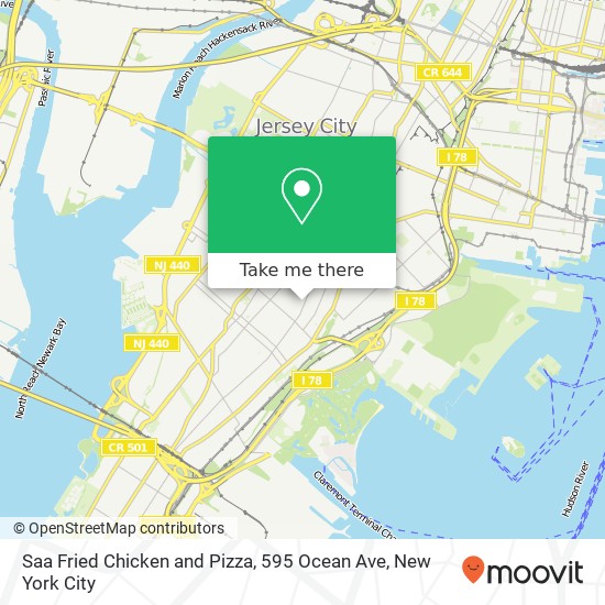 Saa Fried Chicken and Pizza, 595 Ocean Ave map