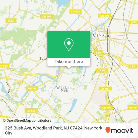 Mapa de 325 Bush Ave, Woodland Park, NJ 07424