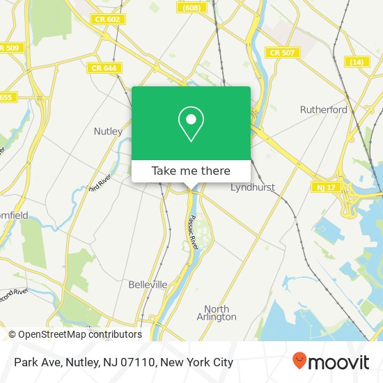 Mapa de Park Ave, Nutley, NJ 07110