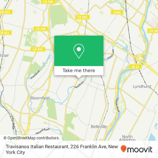 Mapa de Travisanos Italian Restaurant, 226 Franklin Ave