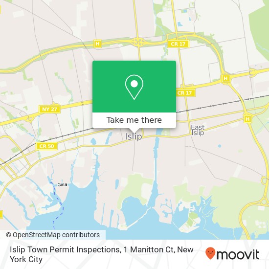 Islip Town Permit Inspections, 1 Manitton Ct map