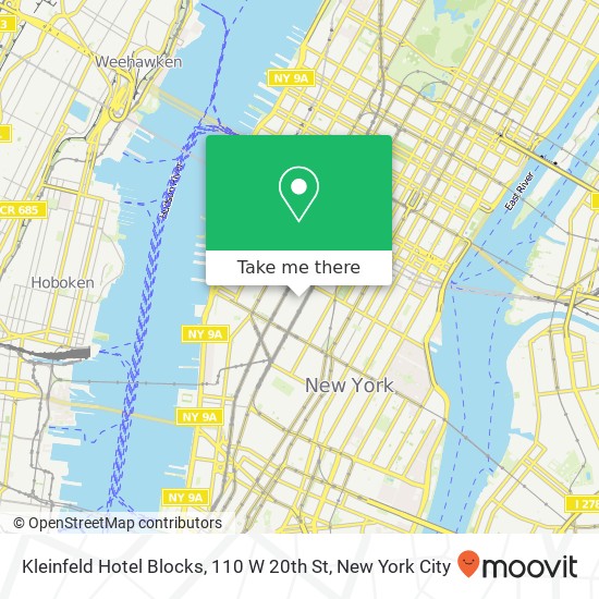 Mapa de Kleinfeld Hotel Blocks, 110 W 20th St