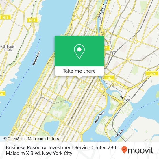 Mapa de Business Resource Investment Service Center, 290 Malcolm X Blvd