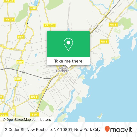 Mapa de 2 Cedar St, New Rochelle, NY 10801