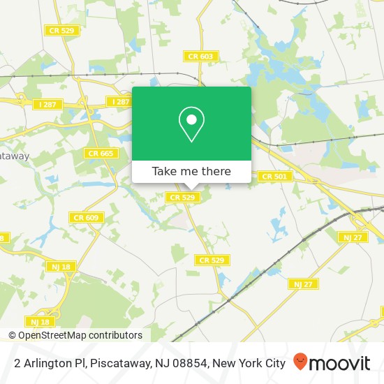 Mapa de 2 Arlington Pl, Piscataway, NJ 08854