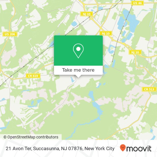 Mapa de 21 Avon Ter, Succasunna, NJ 07876