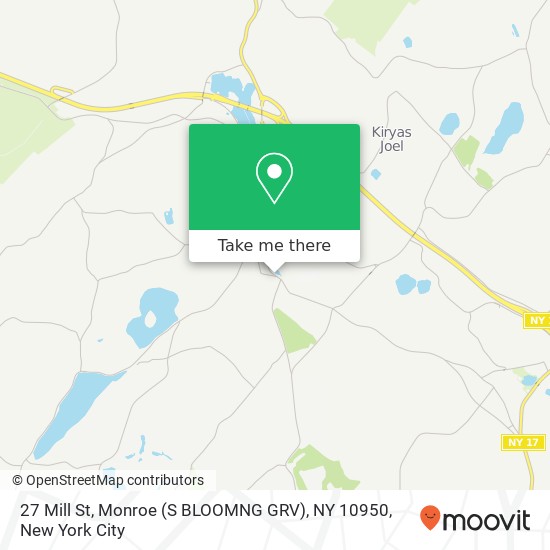 Mapa de 27 Mill St, Monroe (S BLOOMNG GRV), NY 10950