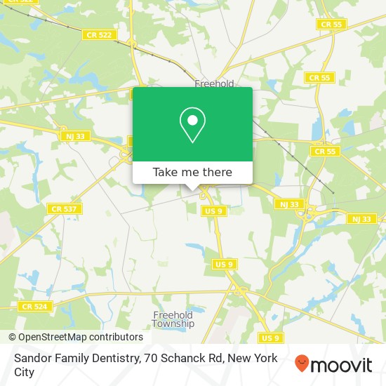 Mapa de Sandor Family Dentistry, 70 Schanck Rd