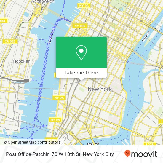 Mapa de Post Office-Patchin, 70 W 10th St