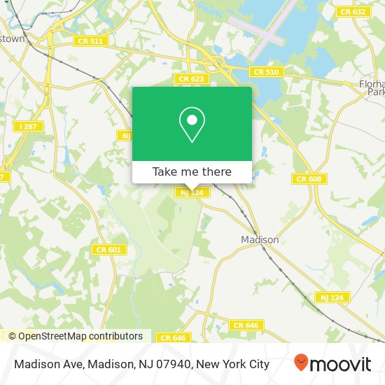Madison Ave, Madison, NJ 07940 map