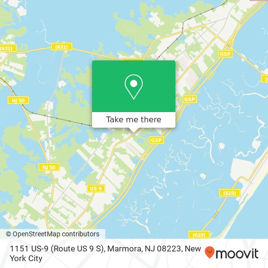 Mapa de 1151 US-9 (Route US 9 S), Marmora, NJ 08223