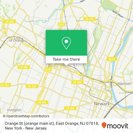 Mapa de Orange St (orange main st), East Orange, NJ 07018