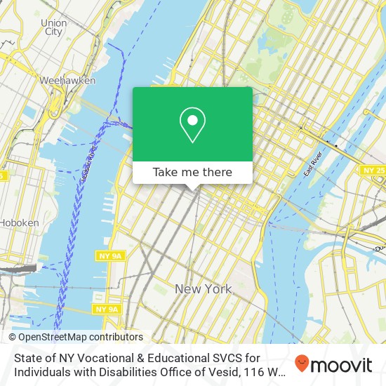 State of NY Vocational & Educational SVCS for Individuals with Disabilities Office of Vesid, 116 W 32nd St map