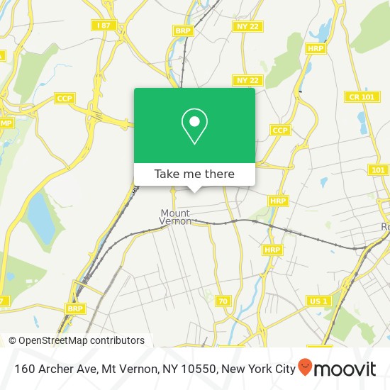 Mapa de 160 Archer Ave, Mt Vernon, NY 10550