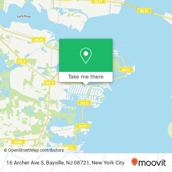 Mapa de 16 Archer Ave S, Bayville, NJ 08721