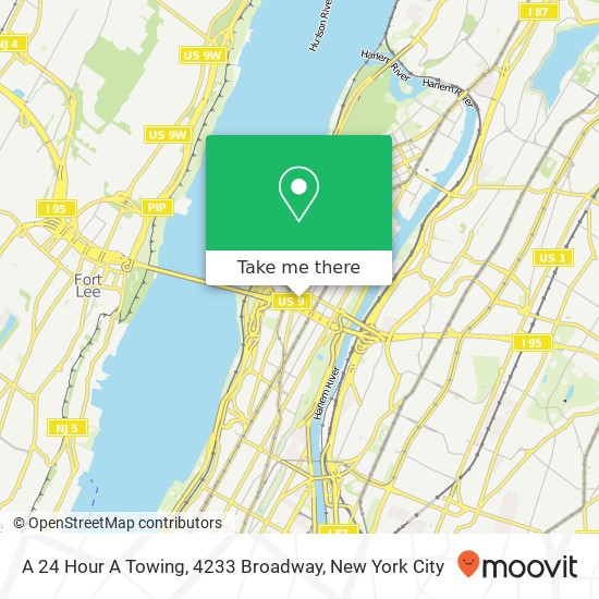 A 24 Hour A Towing, 4233 Broadway map