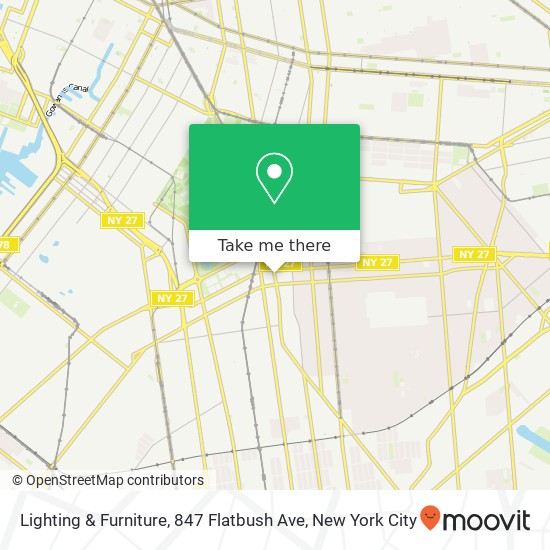 Mapa de Lighting & Furniture, 847 Flatbush Ave