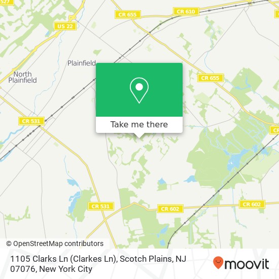 Mapa de 1105 Clarks Ln (Clarkes Ln), Scotch Plains, NJ 07076