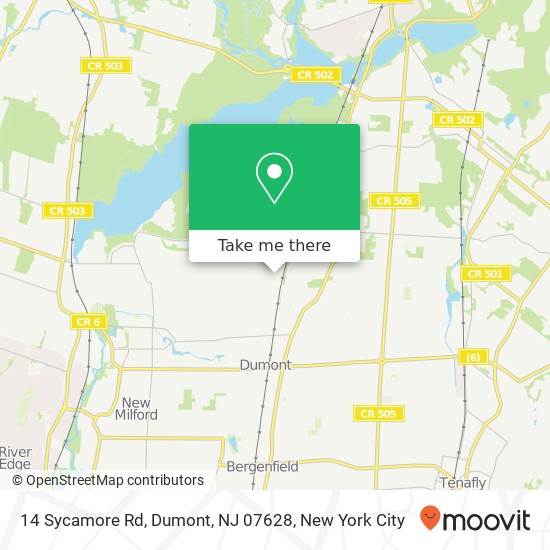 Mapa de 14 Sycamore Rd, Dumont, NJ 07628