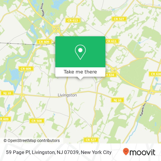 Mapa de 59 Page Pl, Livingston, NJ 07039