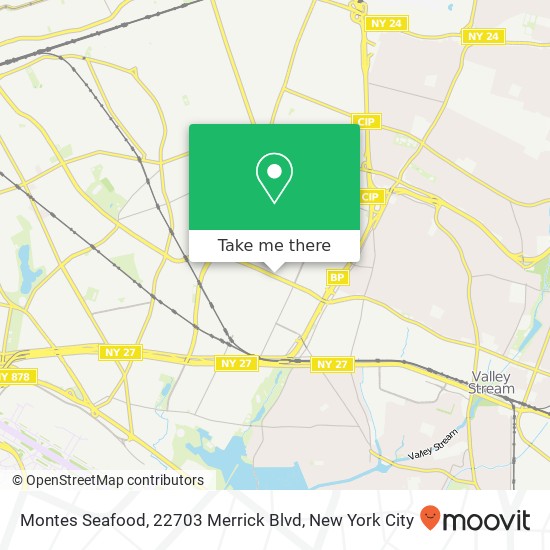 Mapa de Montes Seafood, 22703 Merrick Blvd