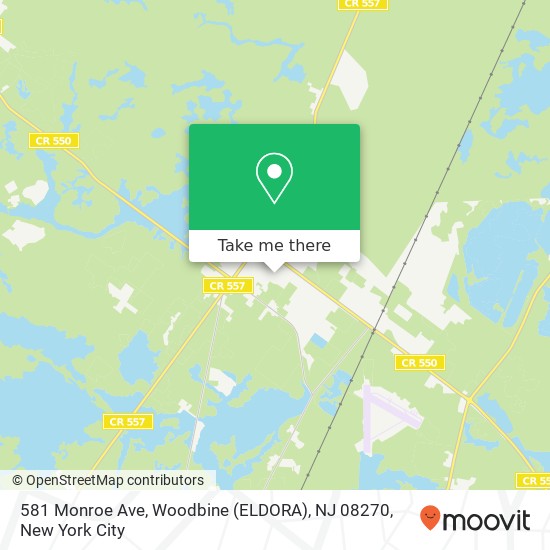 Mapa de 581 Monroe Ave, Woodbine (ELDORA), NJ 08270