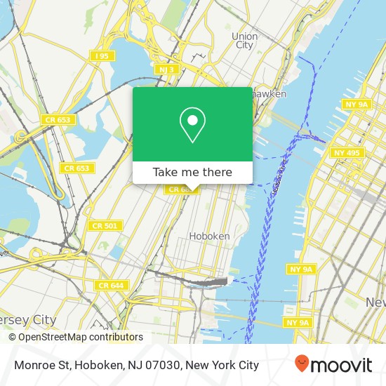 Mapa de Monroe St, Hoboken, NJ 07030