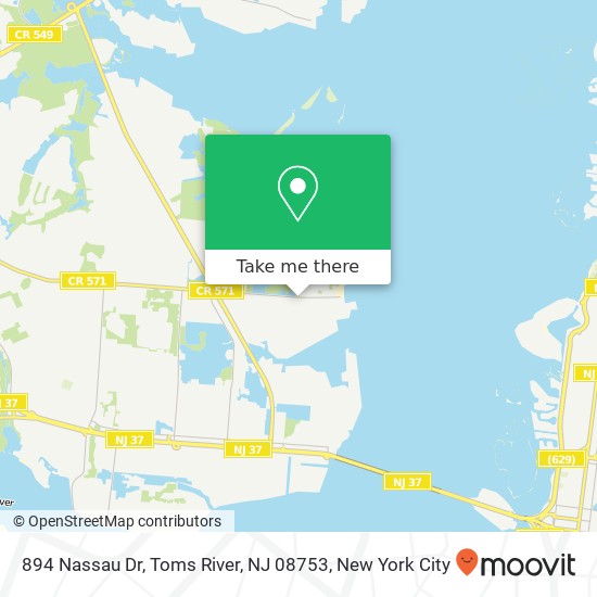 Mapa de 894 Nassau Dr, Toms River, NJ 08753