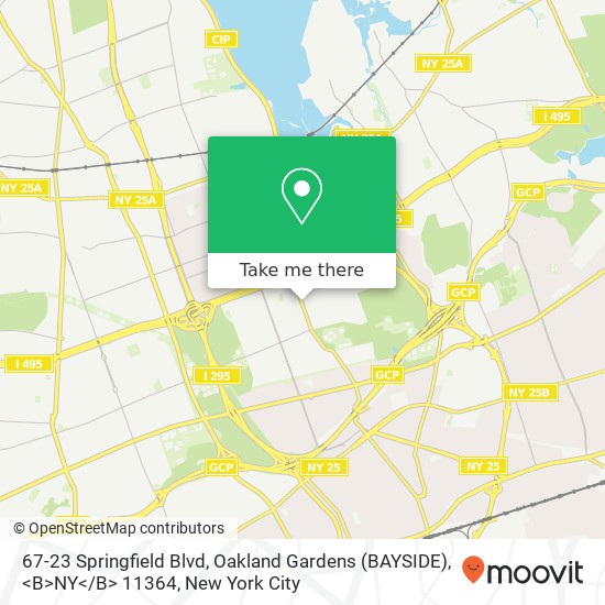 Mapa de 67-23 Springfield Blvd, Oakland Gardens (BAYSIDE), <B>NY< / B> 11364